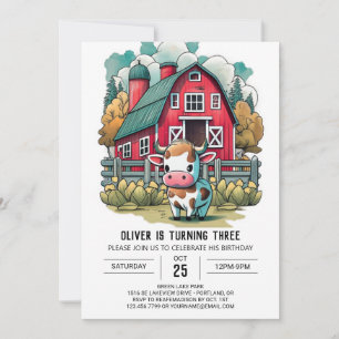 Invitation Whimsical Little Cow Joy Anniversaire