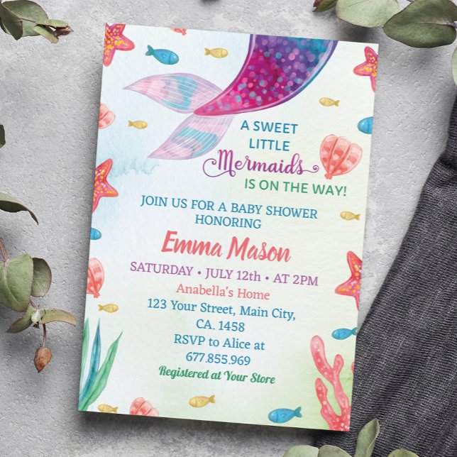Invitation Whimsical Little Mermaid Baby shower (Créateur téléchargé)