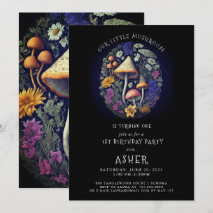 Invitation Whimsical Little Mushroom 1er anniversaire fête