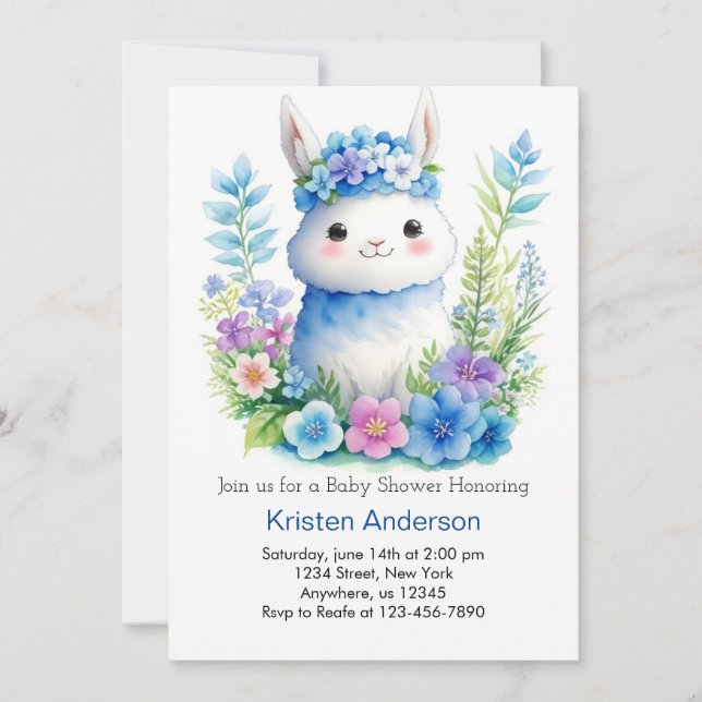 Invitation Whimsical Llama Adventure Attend Baby shower Garço (Devant)
