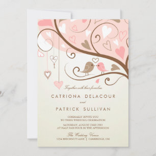 Invitation Whimsical Lovebirds Mariage