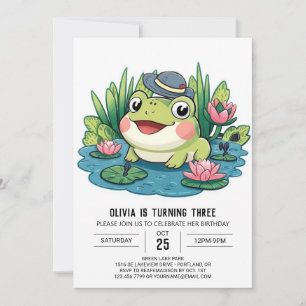 Invitation Whimsical Lovely Frog Digital Anniversaire