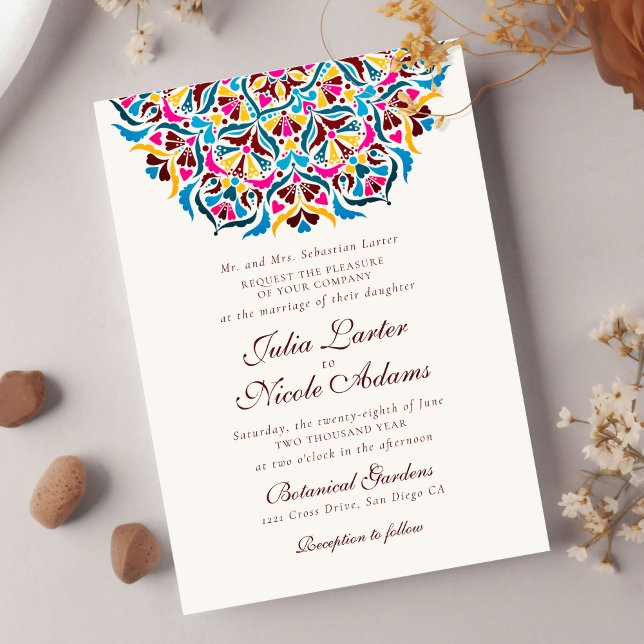 Invitation Whimsical Luxury ivoire Floral Style Mariage front (Créateur téléchargé)