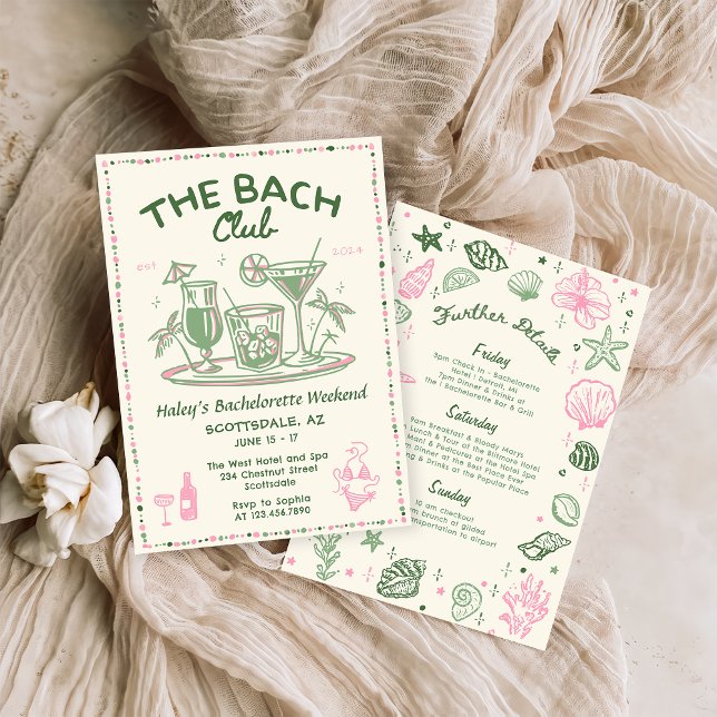Invitation Whimsical Main Draktail vert Bachelorette (Créateur téléchargé)