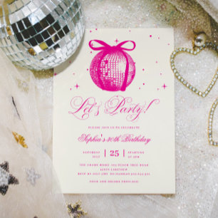Invitation Whimsical Main Tirée Disco Rose N'Importe Quel Âge