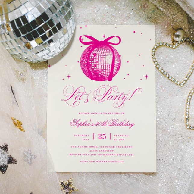 Invitation Whimsical Main Tirée Disco Rose N'Importe Quel Âge (Créateur téléchargé)