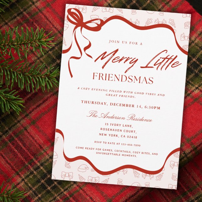 Invitation Whimsical Merry Little Friendsmas Christmas Party (Créateur téléchargé)