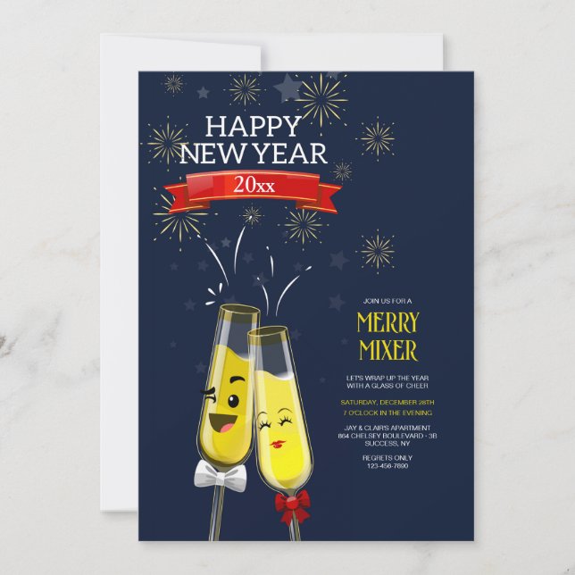 Invitation Whimsical New Year (Devant)