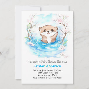 Invitation Whimsical Otter's Blue Oasis Boy Baby shower