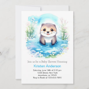 Invitation Whimsical Otter's Watercolor Boy Baby shower