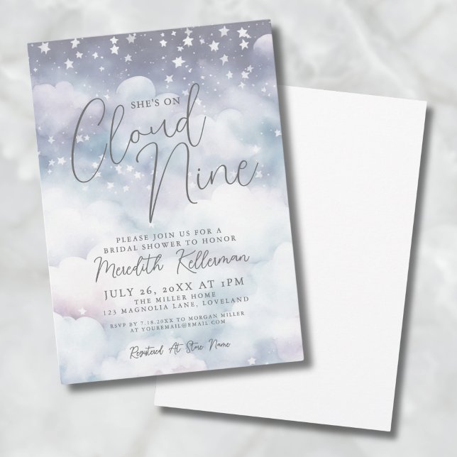 Invitation Whimsical Pastel She's On Cloud Neuf Fête des mari (Whimsical Pastel She's On Cloud Nine Bridal Shower Invitation)