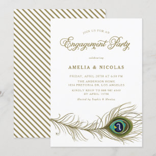 Invitation Whimsical Peacock Feather Engagement Party