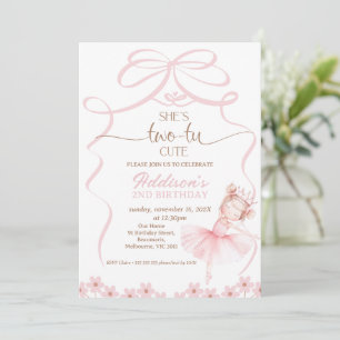 Invitation Whimsical Pink Crown Ballerina Deux Tu 2e Annivers