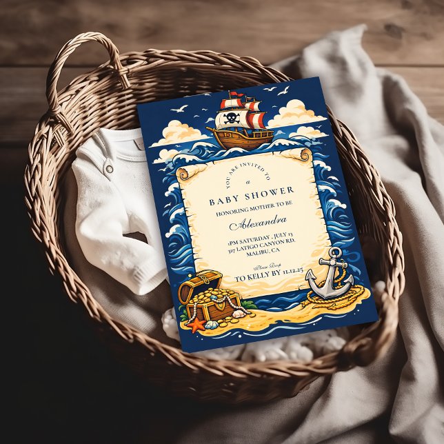 Invitation Whimsical Pirate Ship Adventure Baby Shower (Créateur téléchargé)