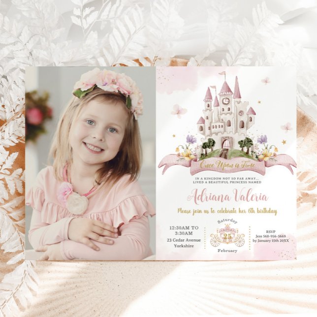 Invitation Whimsical Princess Fairytale Castle Rose Anniversa (Créateur téléchargé)