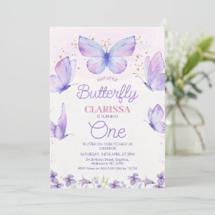 Invitation Whimsical Purple Notre Petit Papillon 1er Annivers
