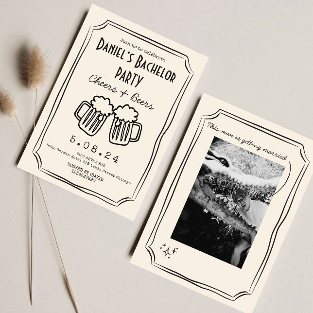 Invitation Whimsical Quirky Cheers et Bières Bachelor (Créateur téléchargé)