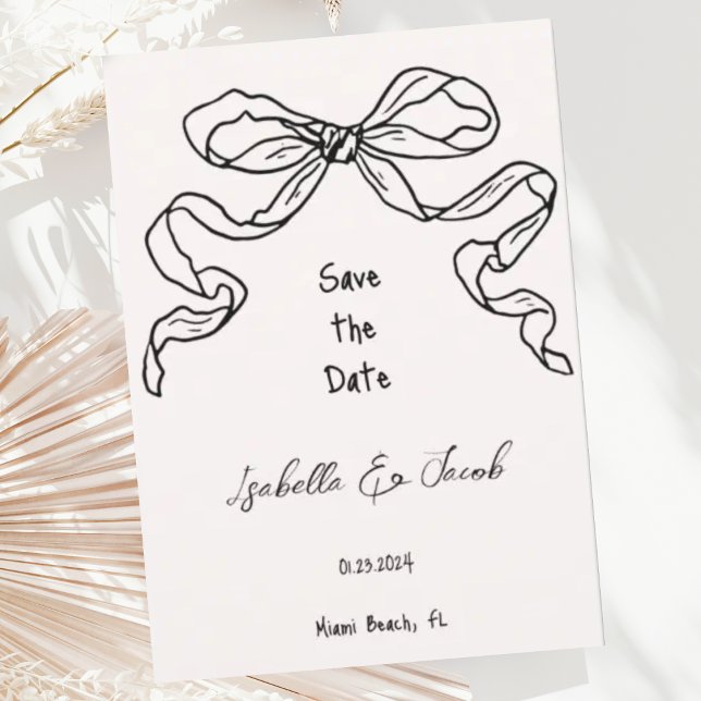 Invitation Whimsical Quirky Hand Drawn Bow Enregistrer la dat (Créateur téléchargé)