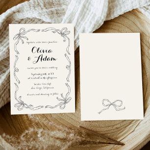 Invitation Whimsical Quirky Retro Mariage main tiré Bow