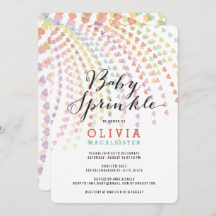 Invitation Whimsical Rainbow Hearts coloré Baby Sprinkle