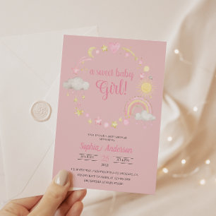 Invitation Whimsical Rainbow & Stars Baby shower C'est une fi