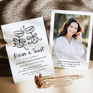 Invitation Whimsical Raise a Toast Photo Graduation Party