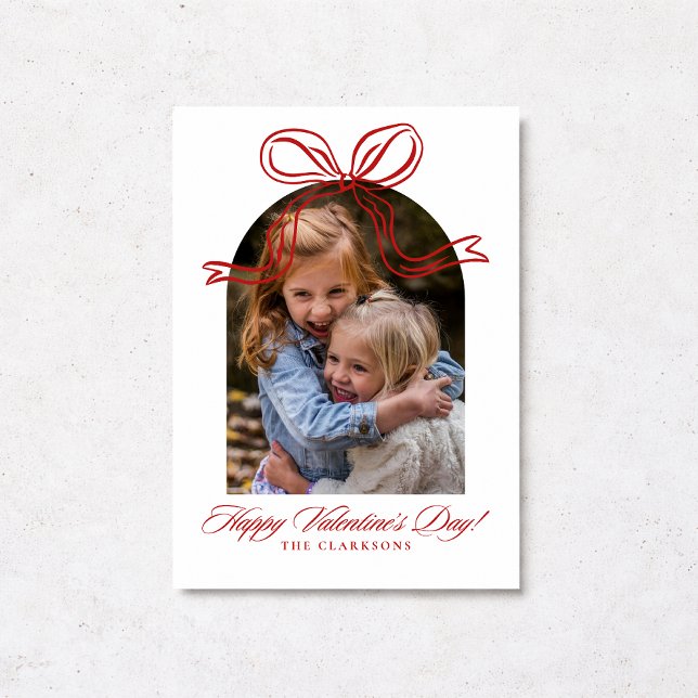 Invitation Whimsical Red Bow Valentine’s Day Photo Card (Créateur téléchargé)