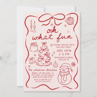 Invitation Whimsical Red Oh What Fun Christmas Party