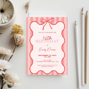 Invitation Whimsical Retro Border 16e fête d'anniversaire