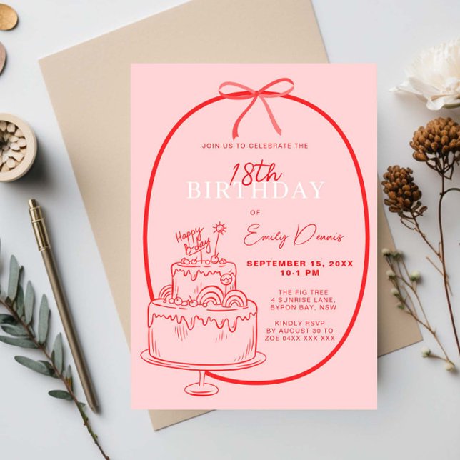 Invitation Whimsical Retro Border 18e fête d'anniversaire (Créateur téléchargé)