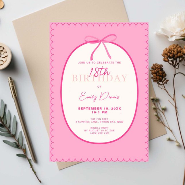 Invitation Whimsical Retro Border 18e fête d'anniversaire (Créateur téléchargé)