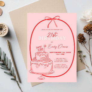 Invitation Whimsical Retro Border 21e fête d'anniversaire