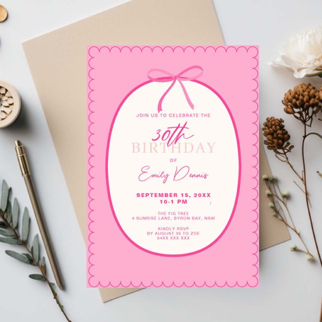 Invitation Whimsical Retro Border 30e fête d'anniversaire (Créateur téléchargé)