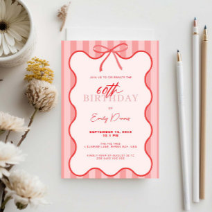 Invitation Whimsical Retro Border 60e fête d'anniversaire
