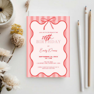 Invitation Whimsical Retro Border 70e fête d'anniversaire