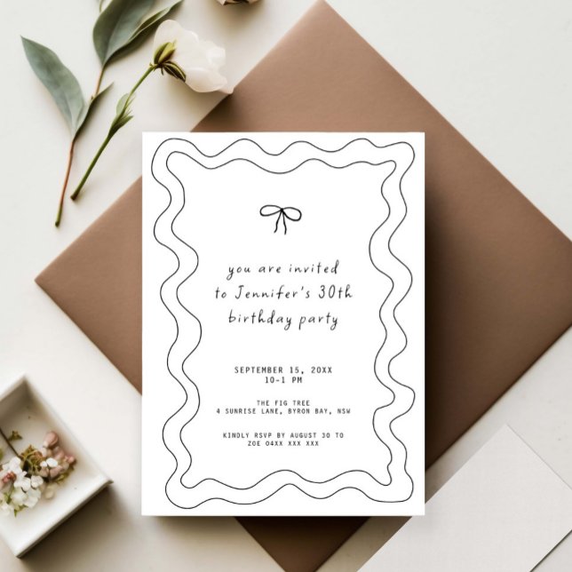 Invitation Whimsical Ribbon Bow 30e fête d'anniversaire (Créateur téléchargé)