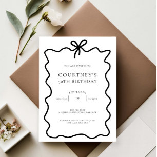 Invitation Whimsical Ribbon Bow 50e fête d'anniversaire