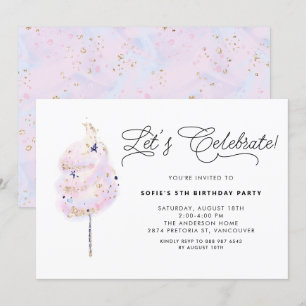 Invitation Whimsical Rose Cotton Bonbons Filles Anniversaire