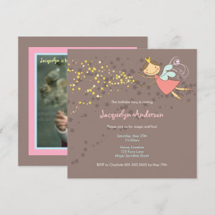 Invitation Whimsical Rose Fairy Princess Stars Fille Annivers