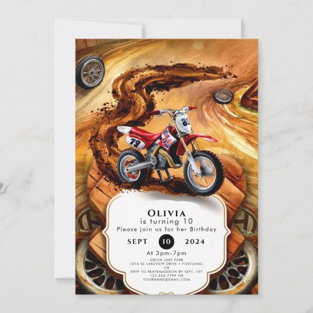 Invitation Whimsical Simple Motorcycle Anniversaire (Devant)
