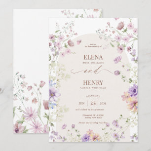 Invitation Whimsical Soft Fleur sauvage Cottage Jardin Mariag