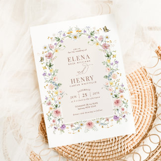 Invitation Whimsical Soft Fleur sauvage Cottage Jardin Mariag