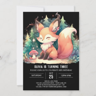 Invitation Whimsical Sweet Fox Anniversaire numérique