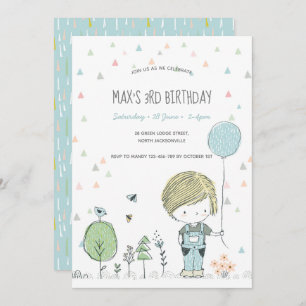 Invitation Whimsical Toddler GARDE Anniversaire de enfant Inv