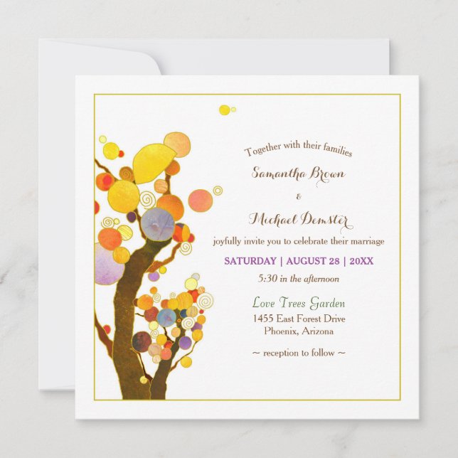 Invitation Whimsical Tree Art Boho Mariage (Devant)