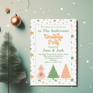 Invitation Whimsical Trees Pastel BOHO Fête de Noël