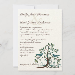 Invitation Whimsical Turquoise Jaune et Mariage d'arbre Brown