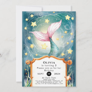 Invitation Whimsical Under the Sea Mermaid Anniversaire