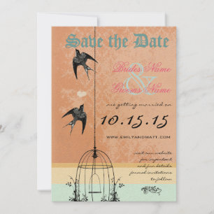 Invitation Whimsical Vintage Bird Cage Mariage Enregistrer la