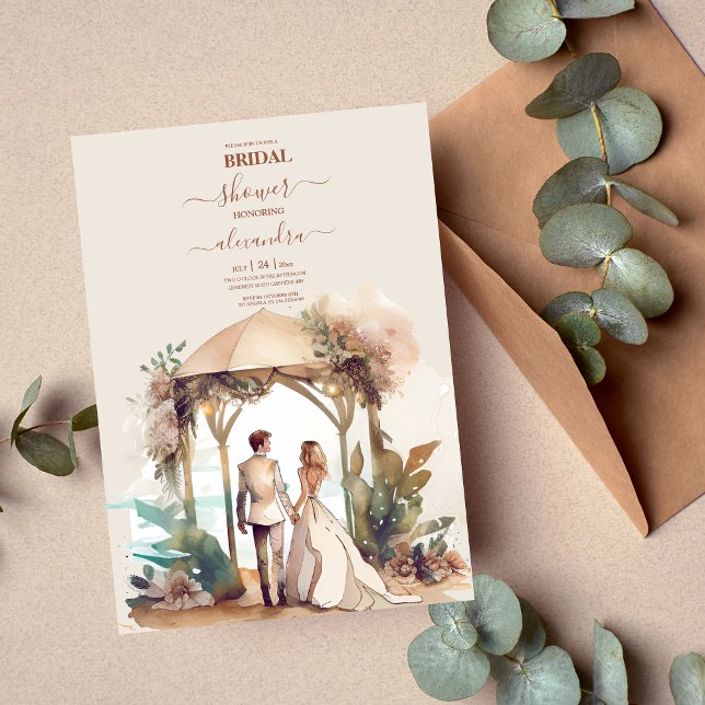 Invitation Whimsical Watercolor Beach Destination Mariage (Créateur téléchargé)